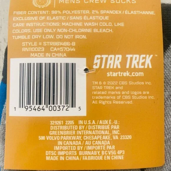 NEW 2 Star Trek The Original Series Crew Socks Captain Kirk and Spock - Picture 9 of 9